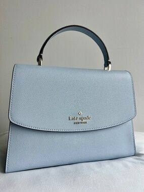 Kate Spade Darcy Light Blue Pebbled Leather Satchel Top Handle Crossbody NWT
